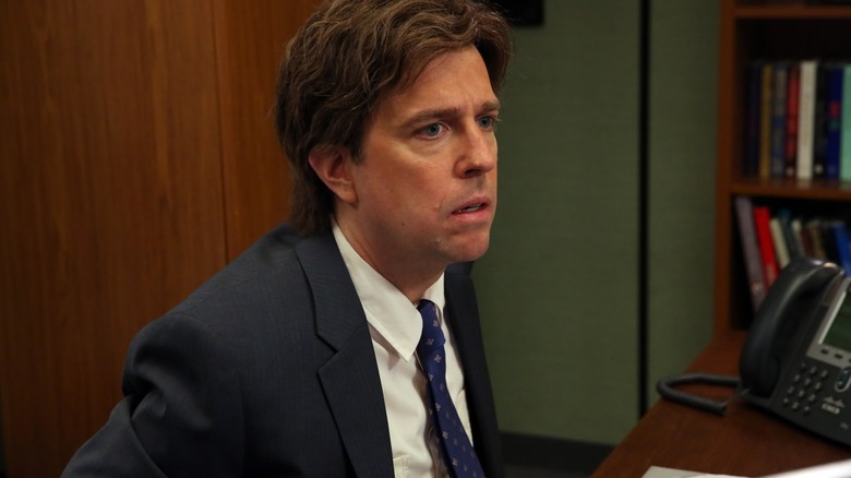 Ed Helms as Andy Bernard looks sad on The Office