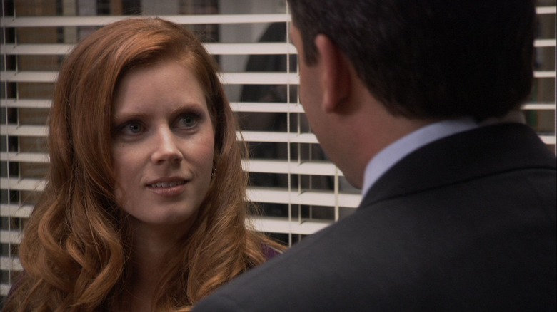 Amy Adams as Katy talks to Steve Carell as Michael Scott on The Office