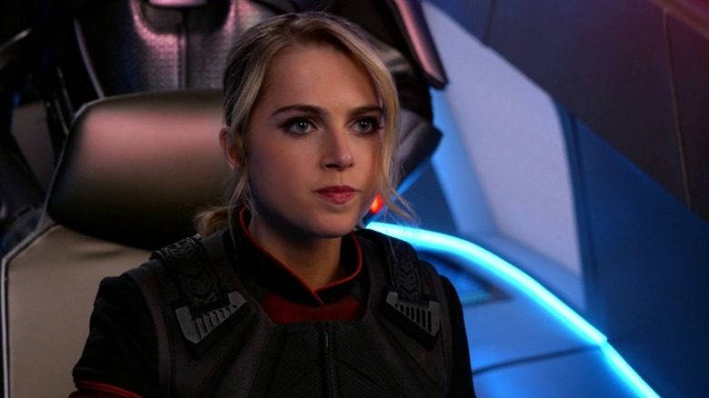 Charly sitting on a shuttle pilot seat on The Orville S3E9