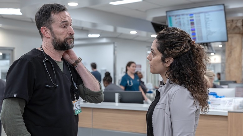 Dr. Robby and Dr. Baran Al-Hashimi in The Pitt Season 2, Episode 14