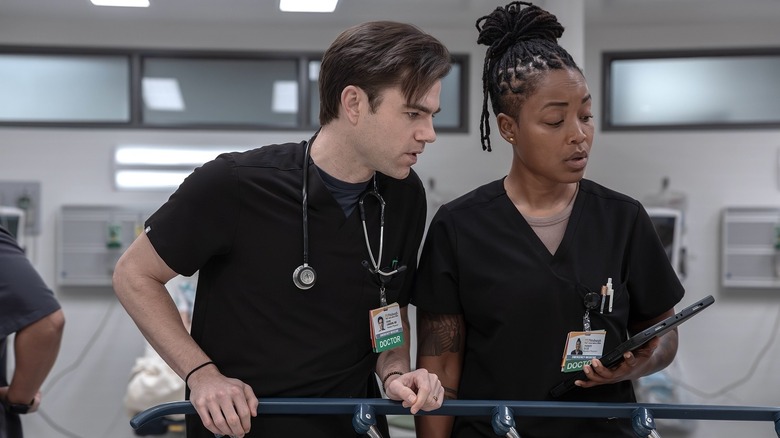 Dr. Frank Langdon and Dr. Parker Ellis in The Pitt Season 2, Episode 14