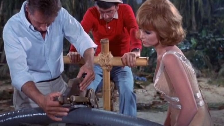 The Professor, Gilligan, and Ginger attempt to cut the line
