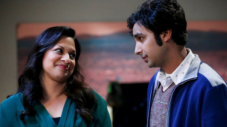 Anu (Rati Gupta) smiling at Raj (Kunal Nayyar) on "The Big Bang Theory"