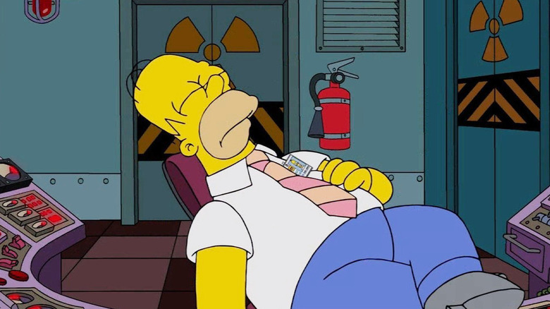 Homer Simpson sleeps on the job on The Simpsons