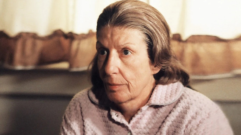 Nancy Marchand as Livia Soprano, wide-eyed in The Sopranos.