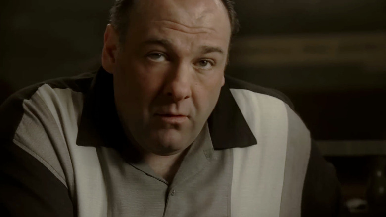 James Gandolfini as Tony Soprano, eating at the diner in The Sopranos.