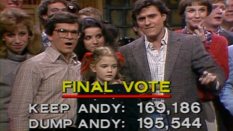 SNL, the cast announcing Andy had been dumped from the show