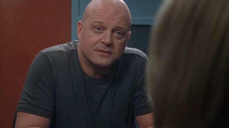 Michael Chiklis' Vic Mackey with his mouth open on The Shield