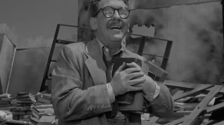 Burgess Meredith portrays Henry Bemis in "Time Enough at Last"