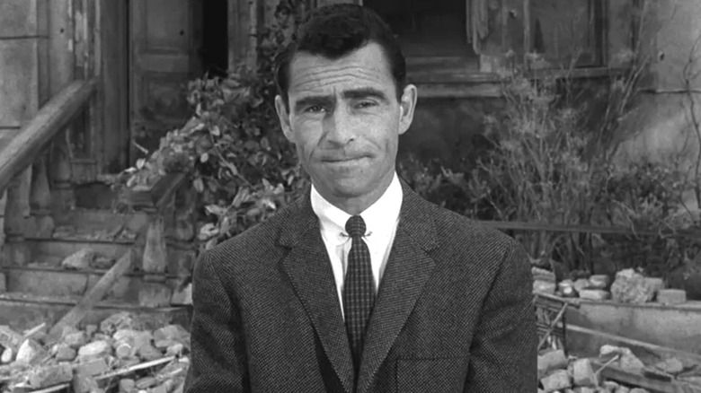 Rod Serling speaks to camera on "The Twilight Zone" (1959)