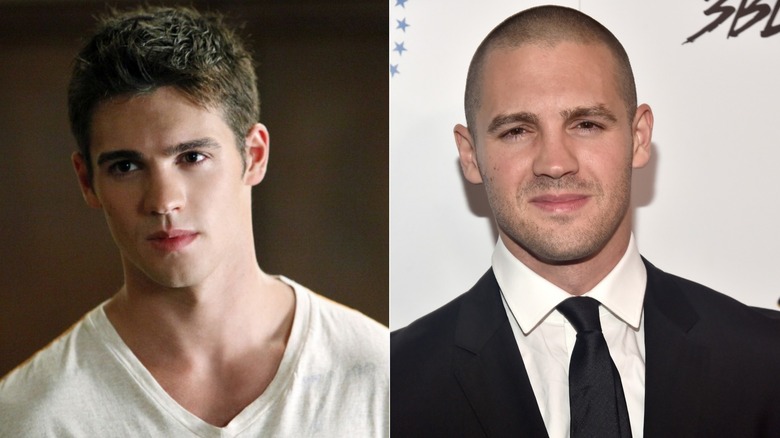 Left: Jeremy Gilbert stares offscreen in The Vampire Diaries. Right: Steven R. McQueen at an event.