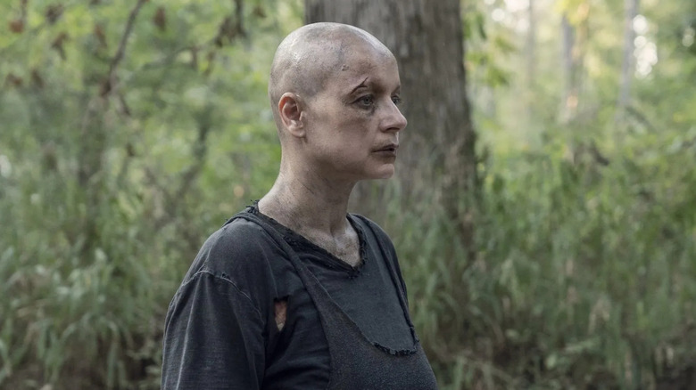 Samantha Morton as Alpha, unmasked in The Walking Dead.