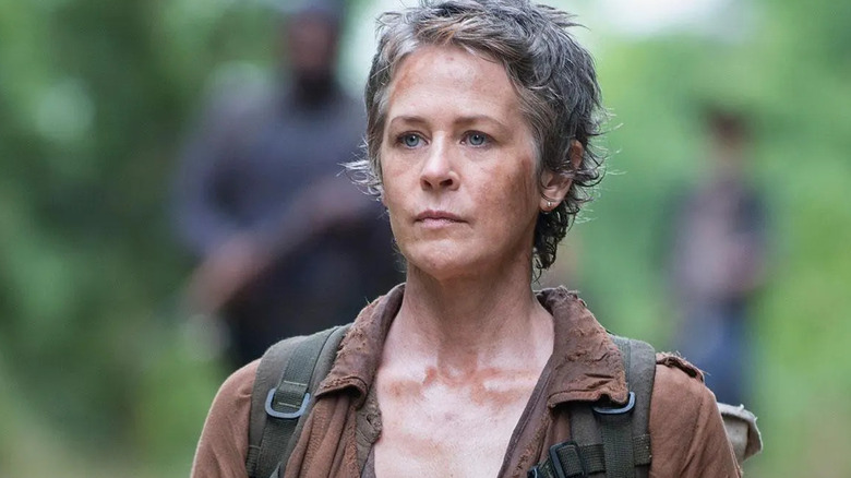 Melissa McBride as Carol Peletier looks intense in The Walking Dead
