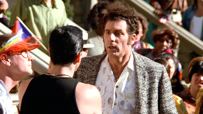 Kramer being confronted by two angry Puerto Ricans in Seinfeld