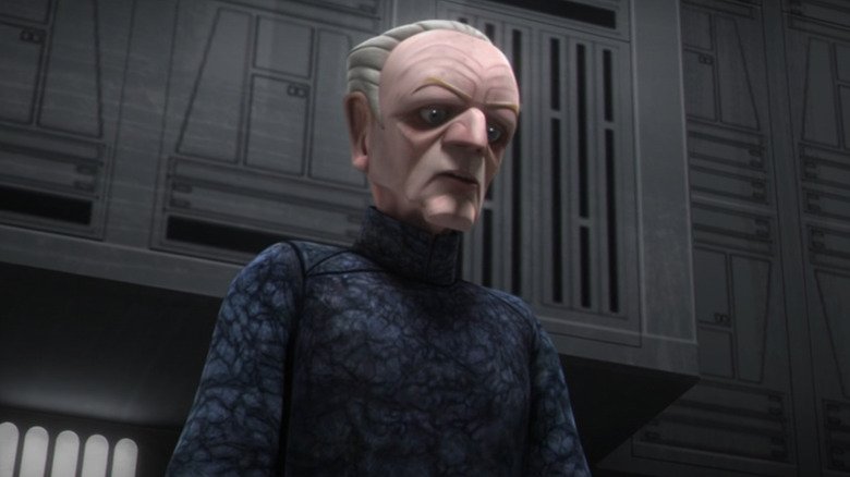 Palpatine glowering in Star Wars: The Clone Wars