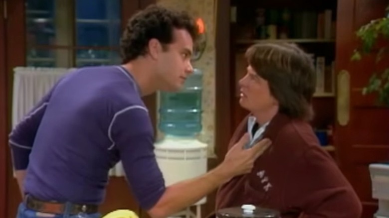 Tom Hanks as Uncle Ned talking imposingly to Alex (Michael J. Fox) on "Family Ties"