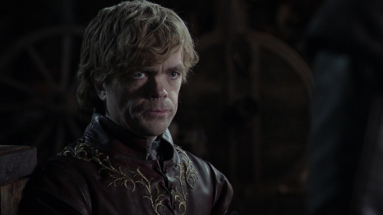 Peter Dinklage as Tyrion confronts Jon Snow in Game of Thrones.