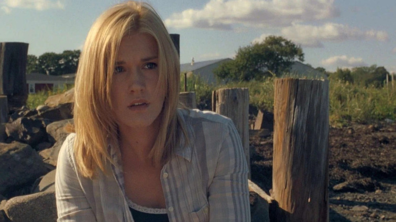 Emily Rose's Audrey Parker looking concerned while standing outdoors on Haven