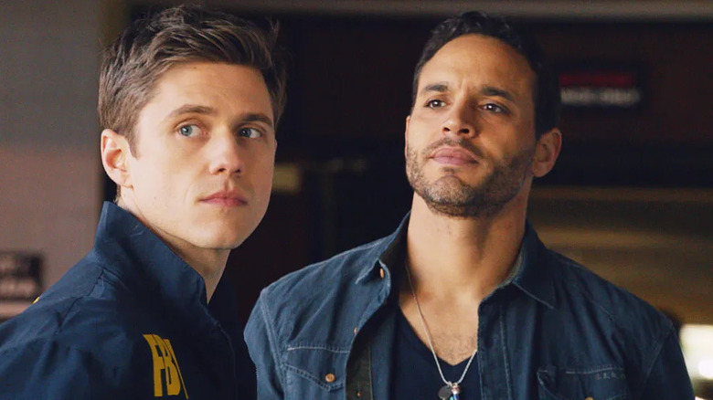 Mike Warren (Aaron Tveit) and Paul Briggs (Daniel Sunjata) look up in Graceland