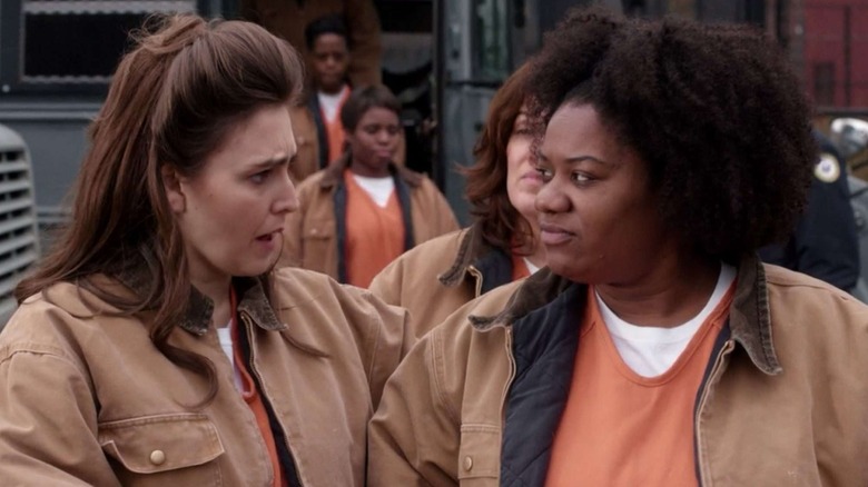 Gretchen Chalker (Lauren Adams) meets Black Cindy (Adrienne C. Moore) in Unbreakable Kimmy Schmidt