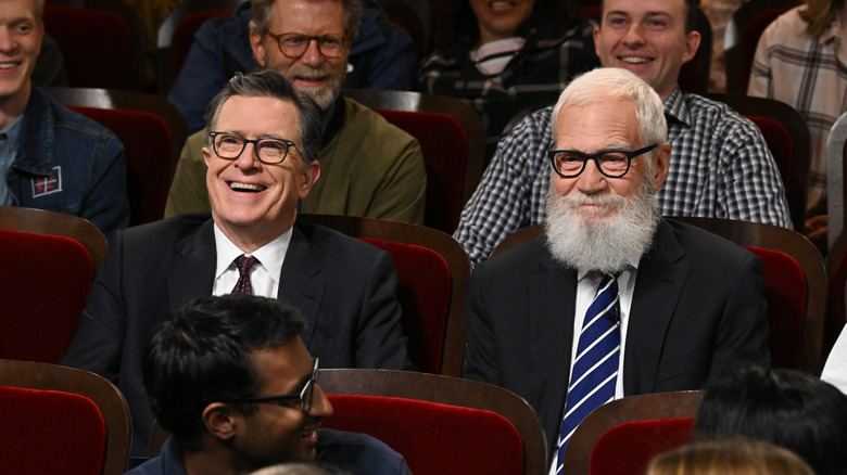 Stephen Colbert and David Letterman in The Late Show