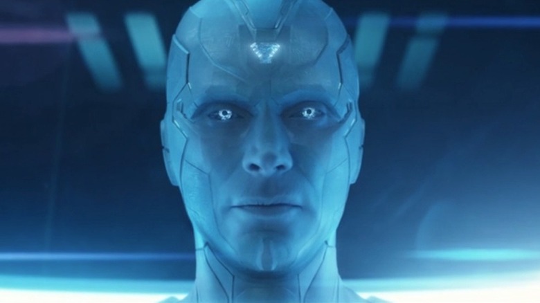 The Vision synthezoid in blue light in "VisionQuest"
