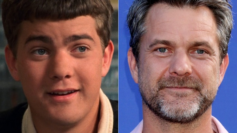 A split image of Joshua Jackson as Pacey Witter on Dawson's Creek, and on a 2025 red carpet