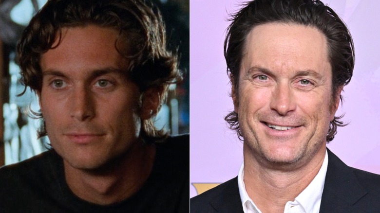A split image of Oliver Hudson as Eddie Doling on Dawson's Creek, and on a recent red carpet