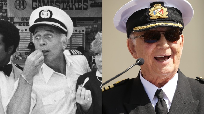 Gavin MacLeod during down time on The Love Boat, and at the Hollywood Walk of Fame in 2019