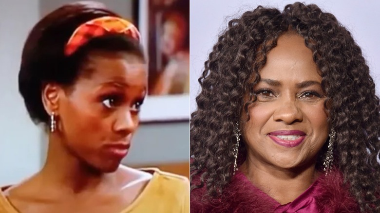 Karen Malina White as Charmaine on A Different World, and in 2023 at a red carpet for The Proud Family: Louder and Prouder.