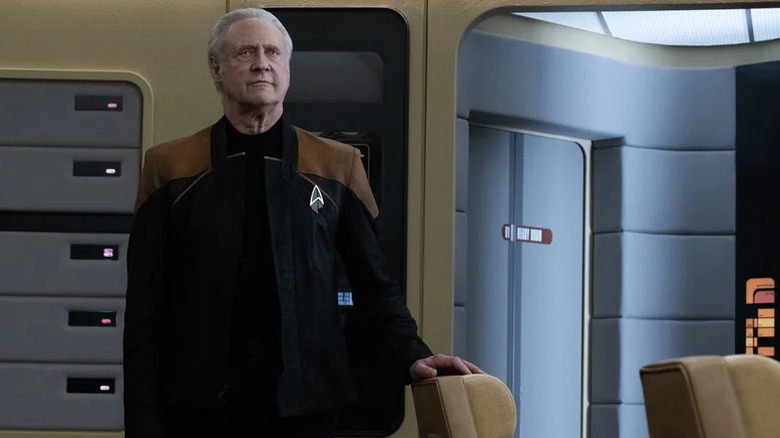 Data (Brent Spiner) stands by his old chair on Star Trek: Picard