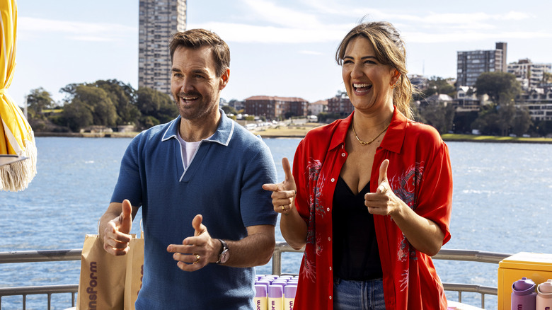 Will Forte and D'Arcy Carden in Sunny Nights on Hulu
