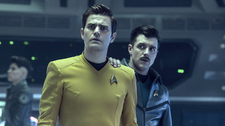 Paul Wesley as James T. Kirk and Dan Jeannotte as Sam Kirk