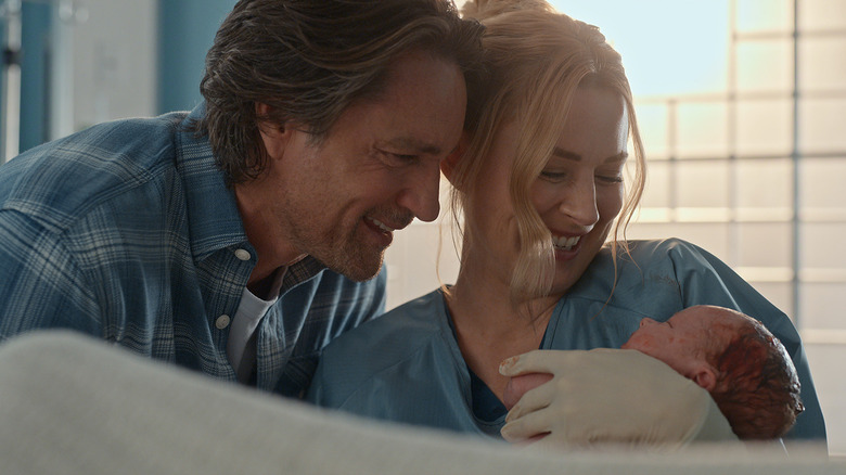 Mel and Jack and their baby on Virgin River