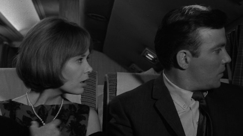 Christine White and William Shatner in "The Twilight Zone" episode "Nightmare at 20,000 Feet."