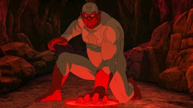 Damien Darkblood (Clancy Brown) touching the ground on Invincible