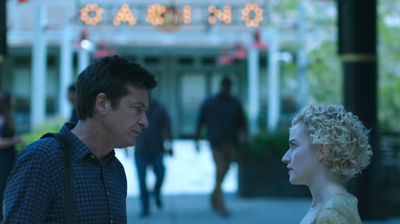 Marty and Ruth speaking outside of a casino