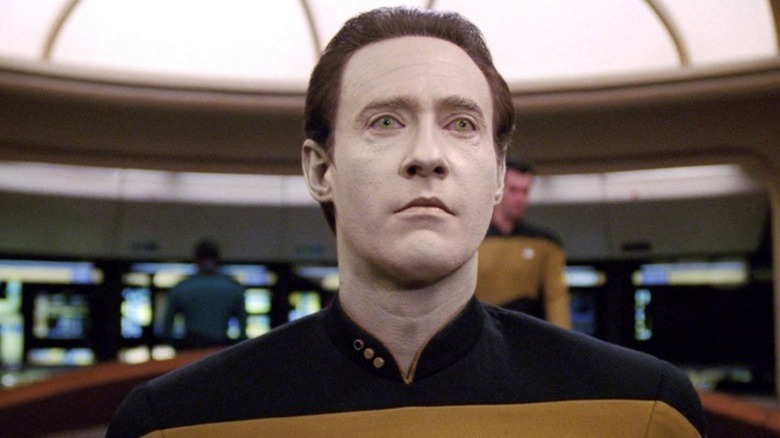 Data staring into the distance on Star Trek: The Next Generation