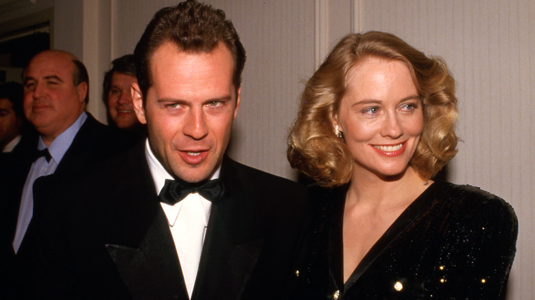 Bruce Willis and Cybill Shepherd in formal wear at an event in the 1980s