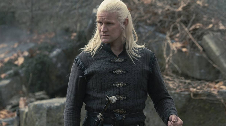 Daemon Targaryen looks surprised in the forest in House of the Dragon.