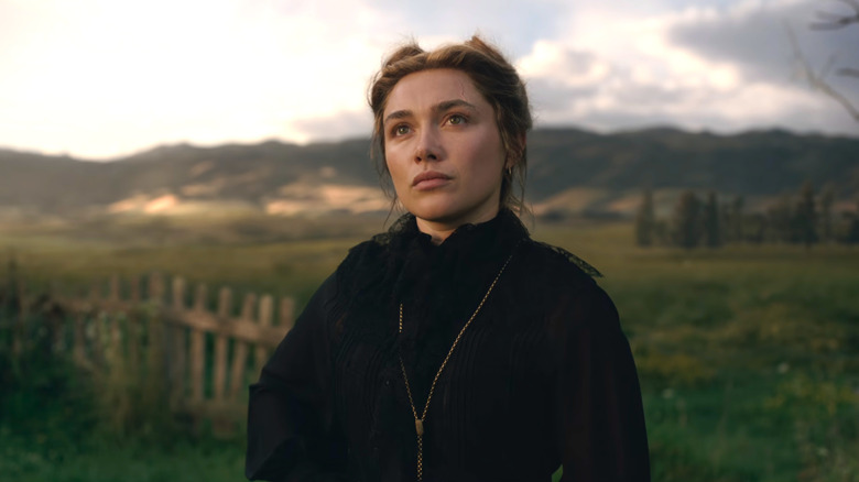 Cathy Ames outdoors, dressed in black, in "East of Eden" (2026)