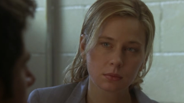 Lucinda Barry stares down Shawn Spencer in the pilot episode of Psych.