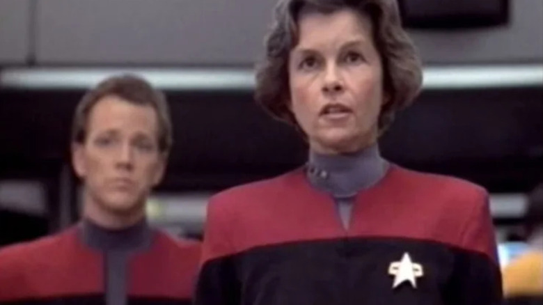 Geneviève Bujold originally playing Captain Janeway on the bridge in Star Trek: Voyager
