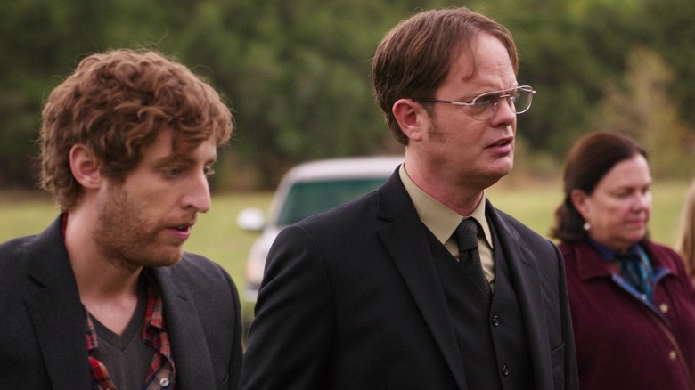 Jeb and Dwight Schrute at a funeral on The Office (2005-2013)
