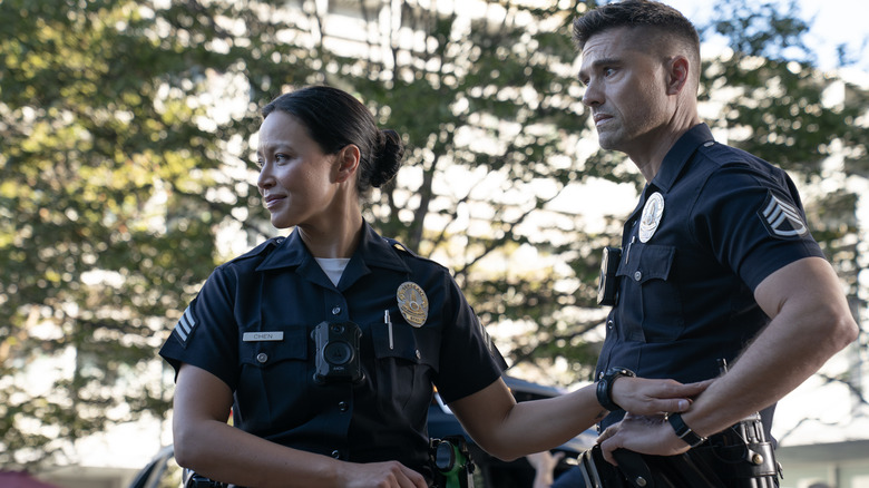 Lucy Chen and Tim Bradford in The Rookie