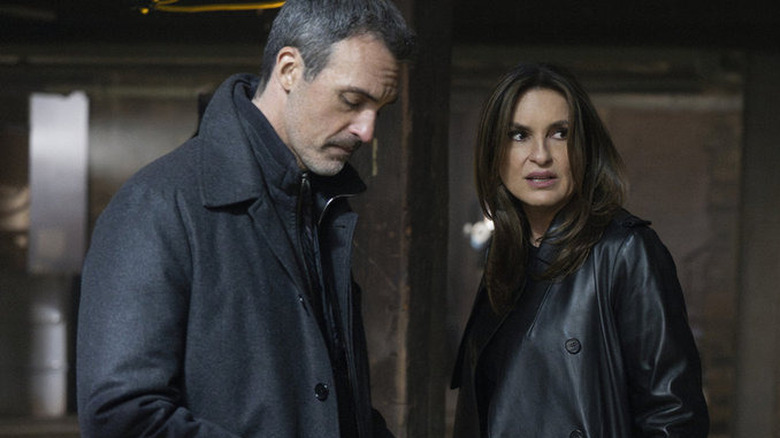 Reid Scott and Mariska Hargitay in Law & Order and SVU crossover
