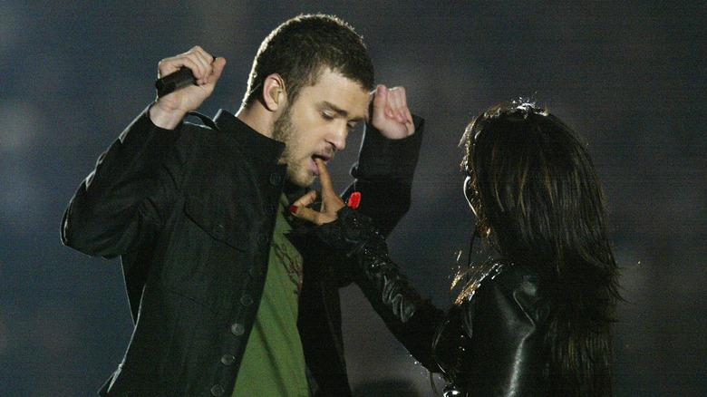 Janet Jackson and Justin Timberlake performing at Super Bowl XXXVIII