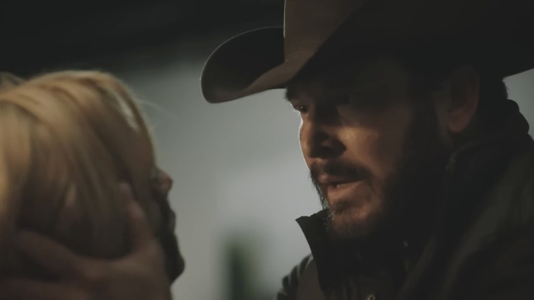 Rip (Cole Hauser) tells Beth (Kelly Reilly) he loves her in Yellowstone