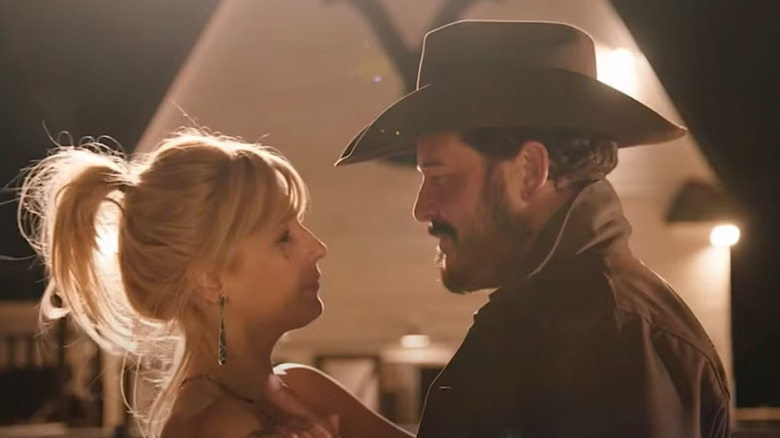 Beth (Kelly Reilly) and Rip (Cole Hauser) dance in Yellowstone