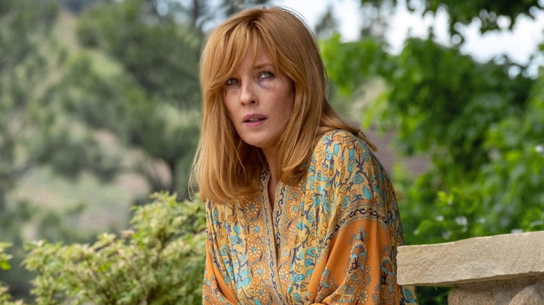 Beth Dutton (Kelly Reilly) sitting in a garden on Yellowstone